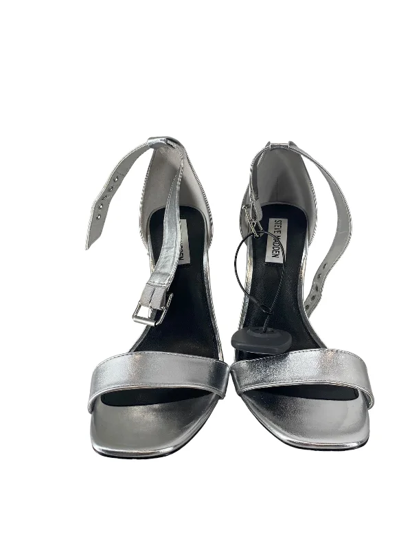 Stylish and supportive women's shoes for high archesSilver Sandals Heels Stiletto Steve Madden, Size 8 Stylish and supportive women's shoes for high archesSilver Sandals Heels Stiletto Steve Madden, Size 8