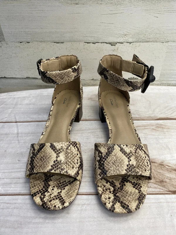 Stylish and affordable women's shoesSnakeskin Print Sandals Heels Block Clarks, Size 9 Stylish and affordable women's shoesSnakeskin Print Sandals Heels Block Clarks, Size 9