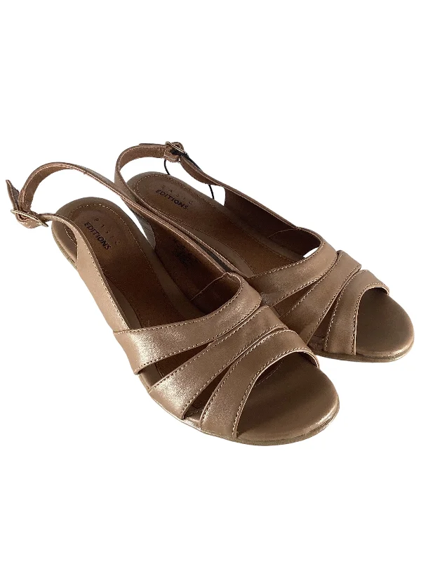 Chic and stylish women's shoes for graduation ceremoniesTan Sandals Heels Stiletto Basic Editions, Size 8 Chic and stylish women's shoes for graduation ceremoniesTan Sandals Heels Stiletto Basic Editions, Size 8
