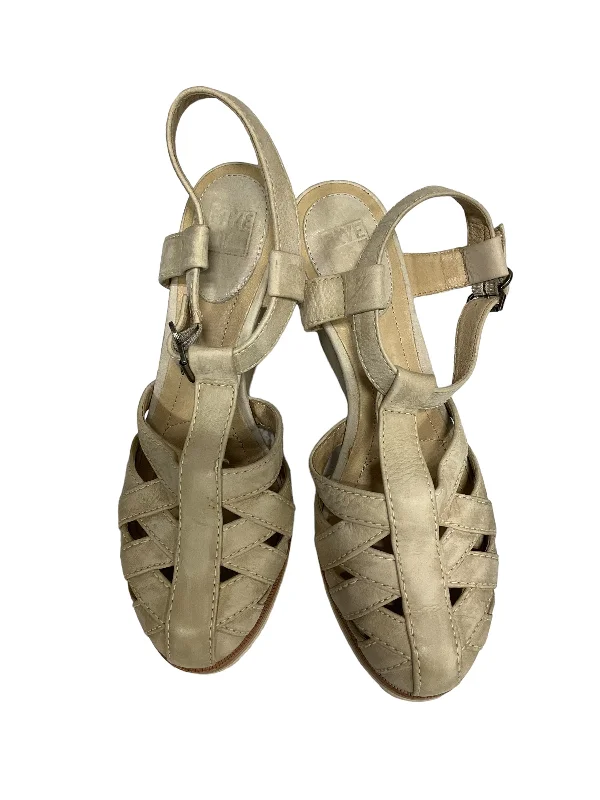 Bold and unique women's shoes for fashion-forward individualsTan Sandals Heels Wedge Frye, Size 8 Bold and unique women's shoes for fashion-forward individualsTan Sandals Heels Wedge Frye, Size 8