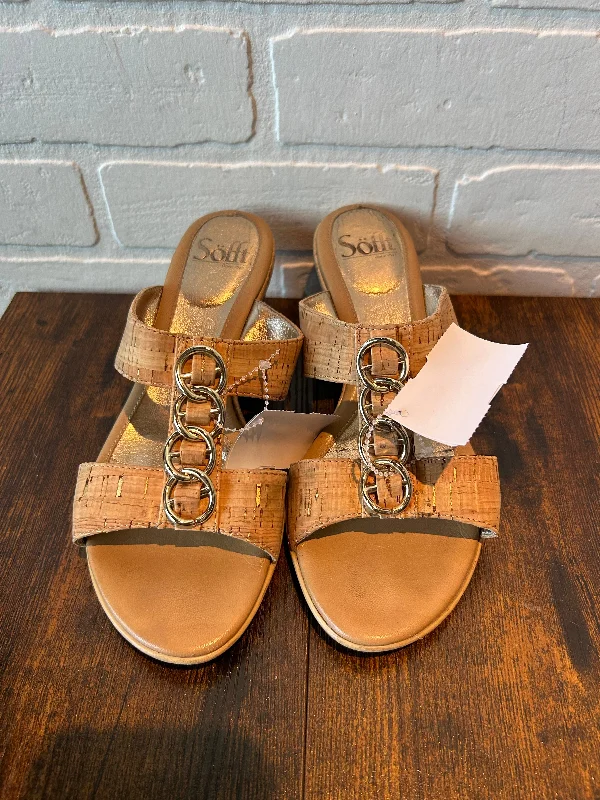 Comfy and stylish women's shoes for walkingTan Sandals Heels Wedge Sofft, Size 7