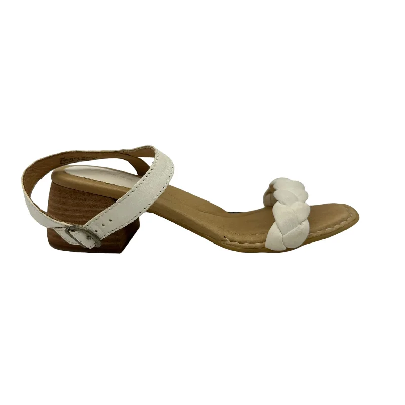 Durable and reliable women's shoesWHITE BORN SANDALS HEELS BLOCK, Size 8