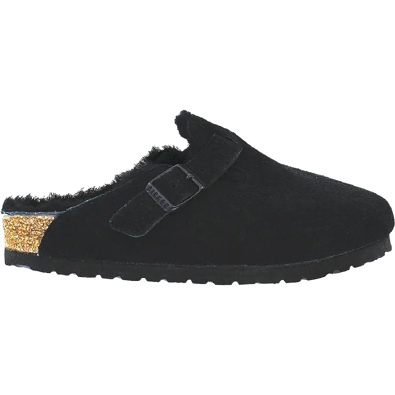 Comfy and stylish women's shoes for everyday casual wearUnisex Birkenstock Boston Shearling Black Suede Comfy and stylish women's shoes for everyday casual wearUnisex Birkenstock Boston Shearling Black Suede