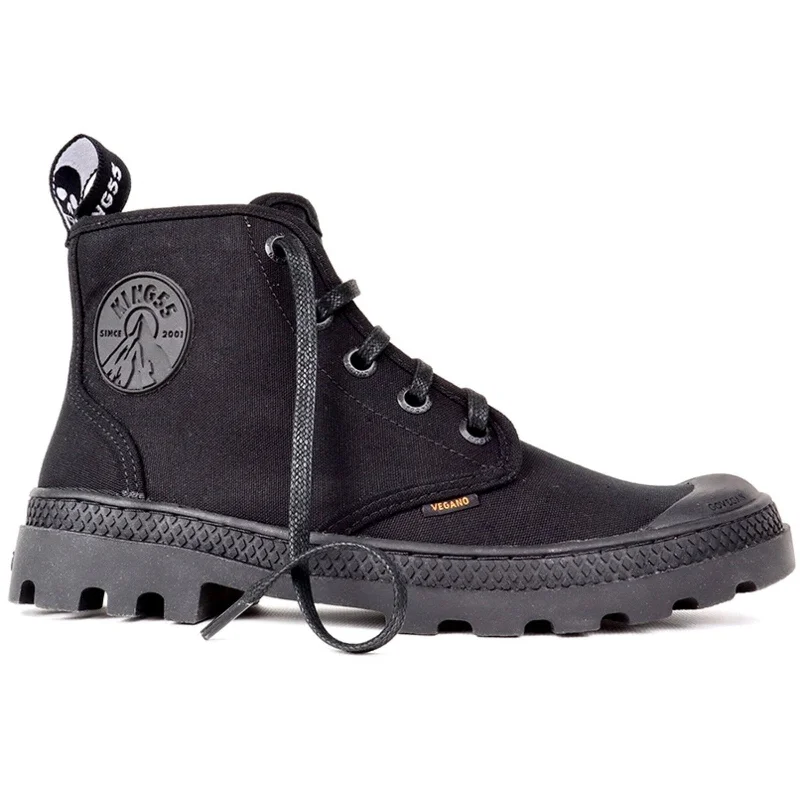 Effortlessly stylish women's shoe choices'Hammer' vegan canvas high-top sneaker by King55 - black Effortlessly stylish women's shoe choices'Hammer' vegan canvas high-top sneaker by King55 - black