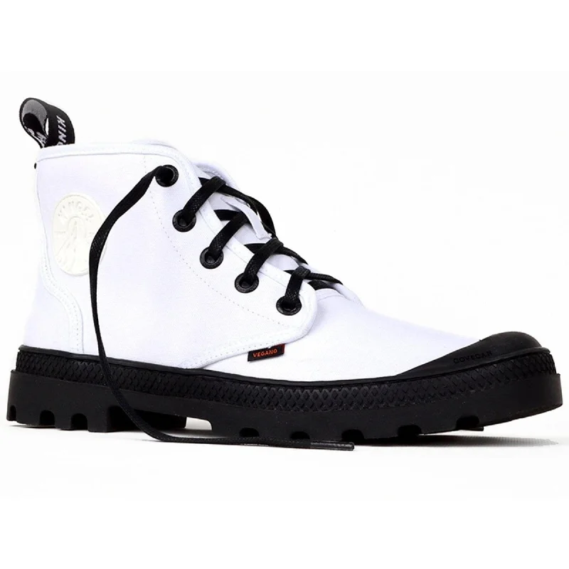 Flattering and figure-hugging women's footwear'Hammer' vegan canvas high-top sneaker by King55 - white Flattering and figure-hugging women's footwear'Hammer' vegan canvas high-top sneaker by King55 - white