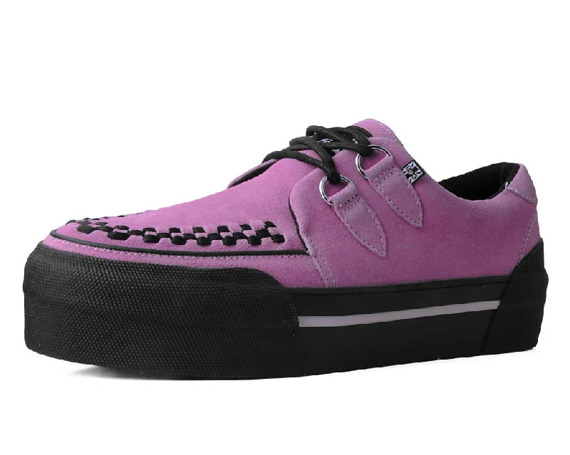Practical and stylish women's shoes for travelPink Suede Platform Creeper Sneaker