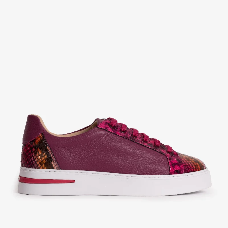 Elegantly stylish women's shoesThe Burano Purple & Fuchsia Leather Women Sneaker