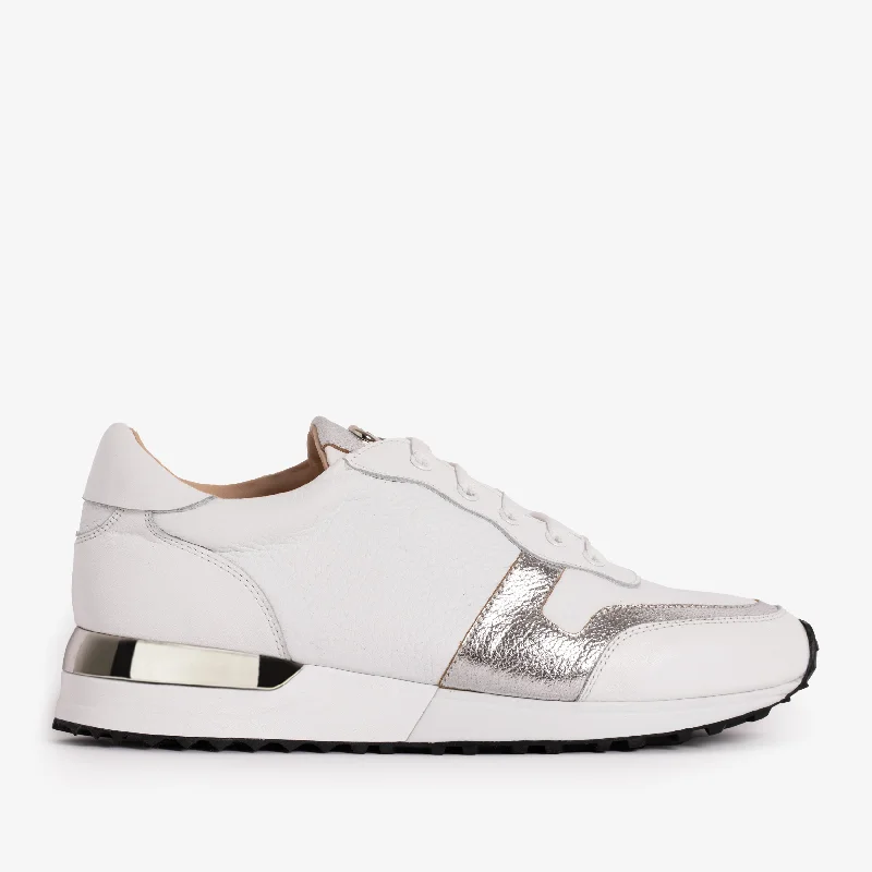Comfy and stylish women's shoes for walkingThe Masal White Leather Women Sneaker