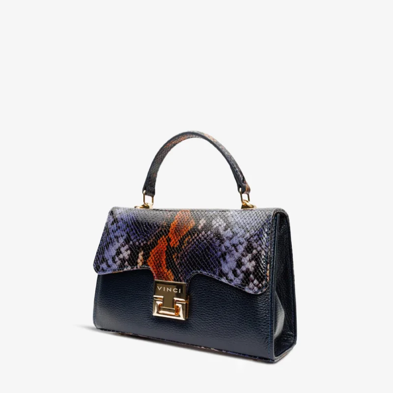 Chic and stylish women's shoes for garden partiesThe Venezia Navy Blue Leather Hanbag