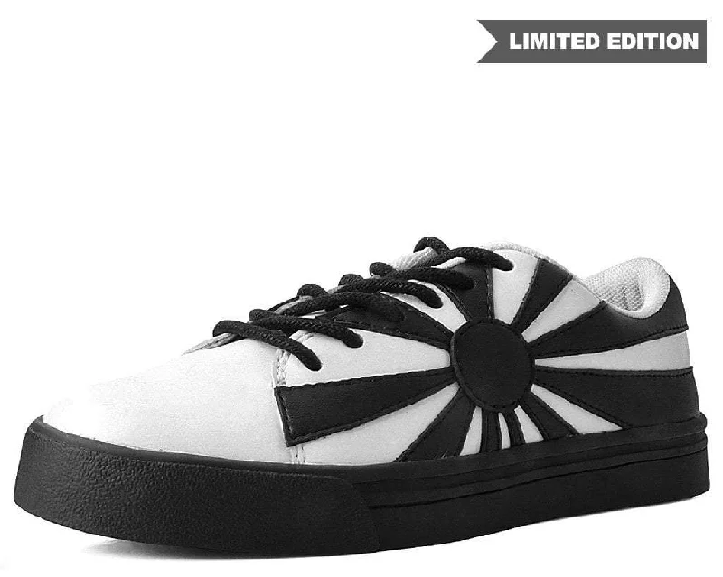 Stylish and supportive women's shoes for high archesWhite & Black Sunburst Sneaker