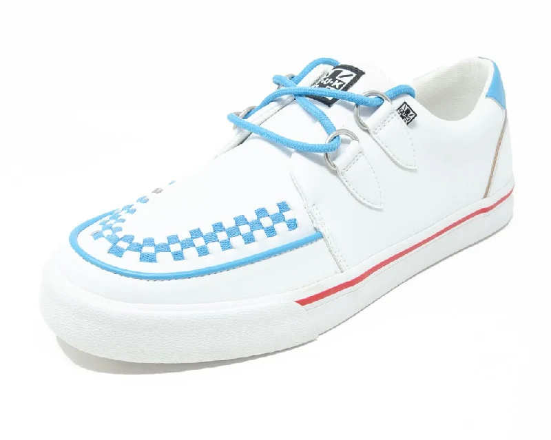 Stylish and comfortable women's shoes for long flightsWhite TUKskin™ Red & Blue Trim Interlace Sneaker Stylish and comfortable women's shoes for long flightsWhite TUKskin™ Red & Blue Trim Interlace Sneaker