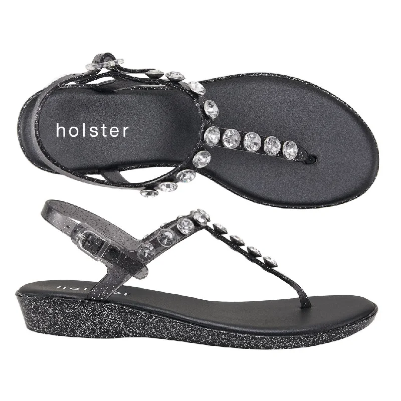 Exotic and bold women's shoe designsAmalfi Wedge - Clear Graphite Glitter