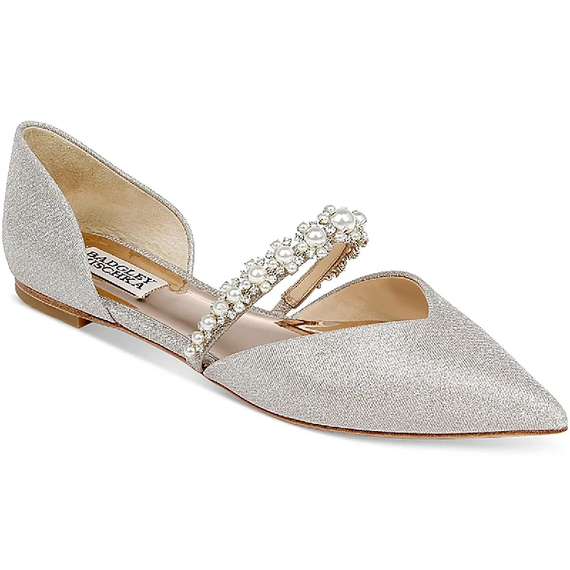 Chic and stylish women's shoes that complement every outfit and occasioBadgley Mischka Womens NATALIA Embellished Shimmer Flat Shoes