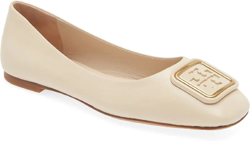 Durable and stylish women's shoes for active lifestylesTory Burch Women's Brie Georgia Square Toe Logo Flats Shoes