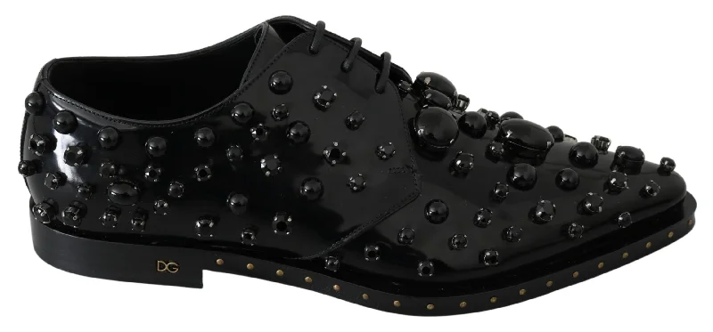 Stylish and comfortable women's shoes for long flightsDolce & Gabbana Elegant Black Crystal Leather Dress Women's Shoes Stylish and comfortable women's shoes for long flightsDolce & Gabbana Elegant Black Crystal Leather Dress Women's Shoes