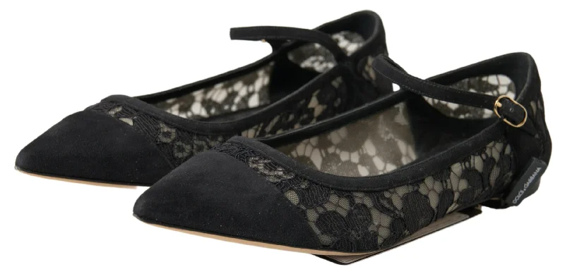 Practical and stylish women's shoes for travelDolce & Gabbana Elegant Black Lace Women's Flats Practical and stylish women's shoes for travelDolce & Gabbana Elegant Black Lace Women's Flats