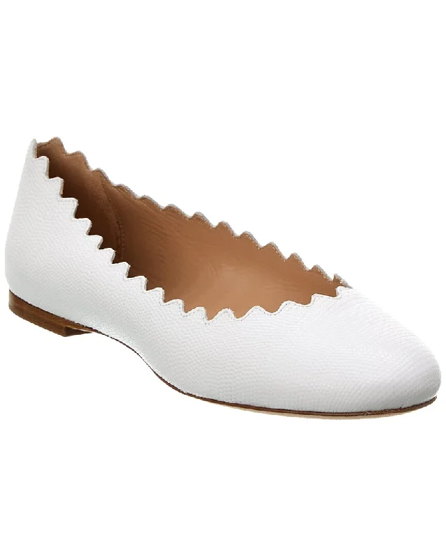 Stylish and elegant women's shoes for weddingsChloé Lauren Scalloped Leather Ballerina Flat