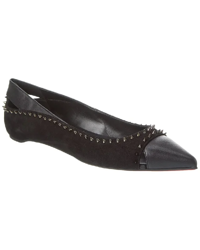 Flattering and stylish women's shoes for petite feetChristian Louboutin Duvettina Spikes Suede & Leather Flat Flattering and stylish women's shoes for petite feetChristian Louboutin Duvettina Spikes Suede & Leather Flat