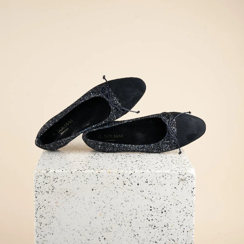 Stylish and supportive women's shoes for high archesComo - Blue Tweed/Black Suede