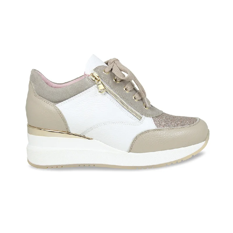 Elegant and sophisticated women's shoes for elegant eveningsElectra: Taupe & White Leather