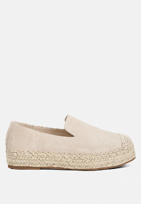 Elegantly stylish women's shoesellerie suede flatform heel espadrilles