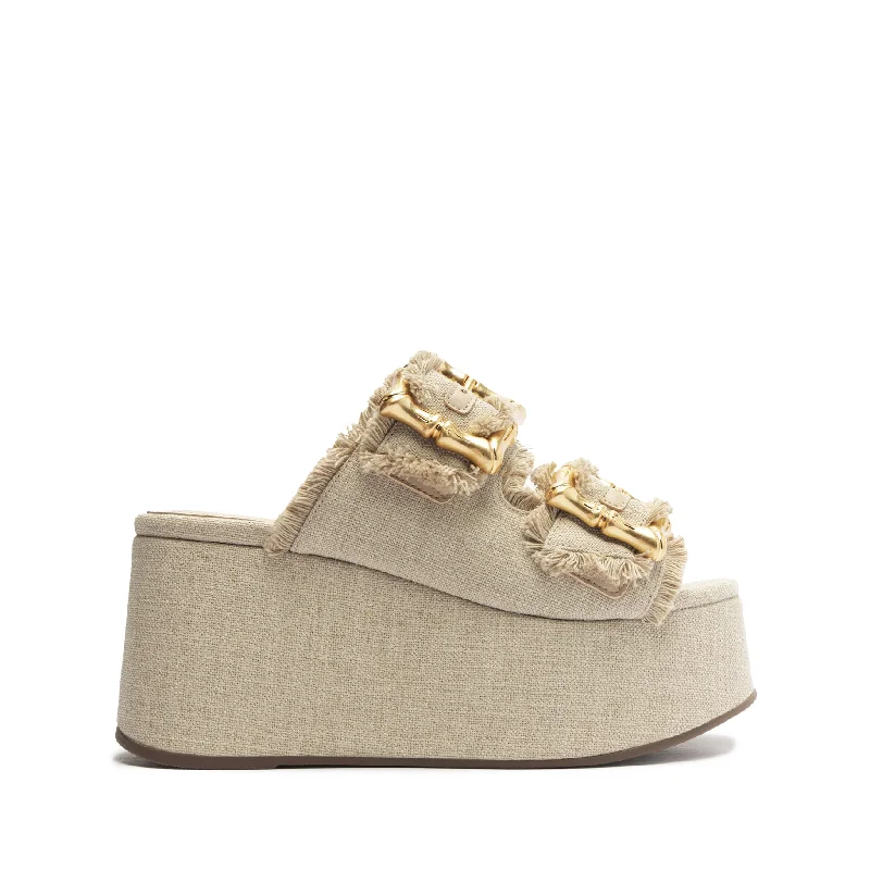 Practical and functional women's footwear solutionsEnola Flatform Linen Sandal