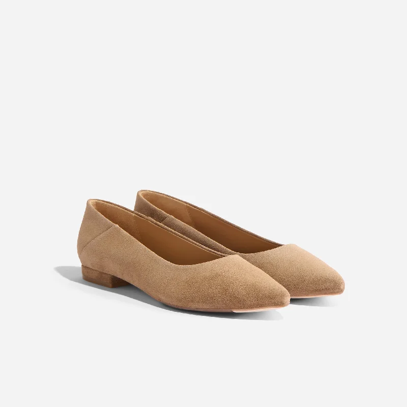 Elegant and classic women's shoes for prom nightFina Pointed Toe Flat Taupe Suede