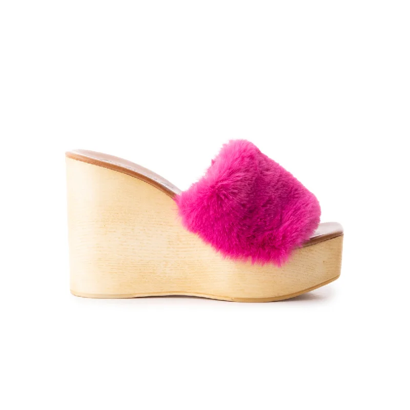 Stylish and supportive women's shoes for high archesFluffy Fuschia Fur