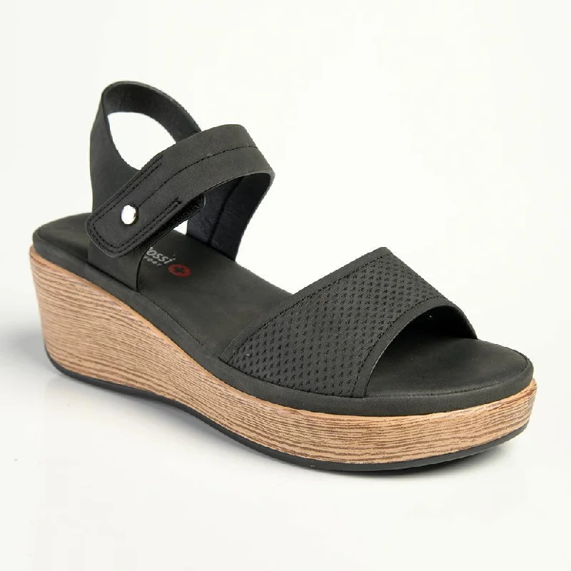 Durable and reliable women's shoesFranco Rossi Comfort Wedge Sandal -  Black