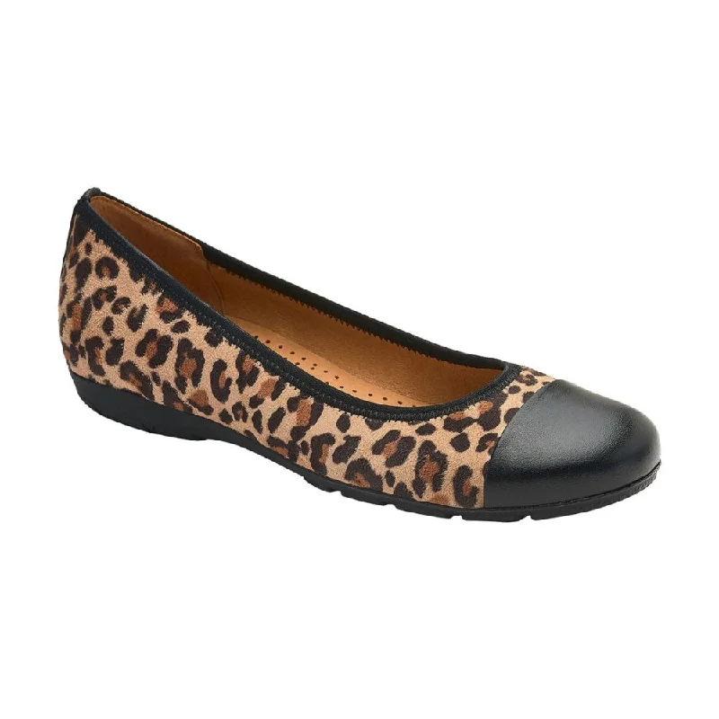 Stylish and comfortable women's shoes for long days at workGabor Women's 34.161.42 Cap Toe Ballerina Flat - Natural/Black Leopard Print Stylish and comfortable women's shoes for long days at workGabor Women's 34.161.42 Cap Toe Ballerina Flat - Natural/Black Leopard Print