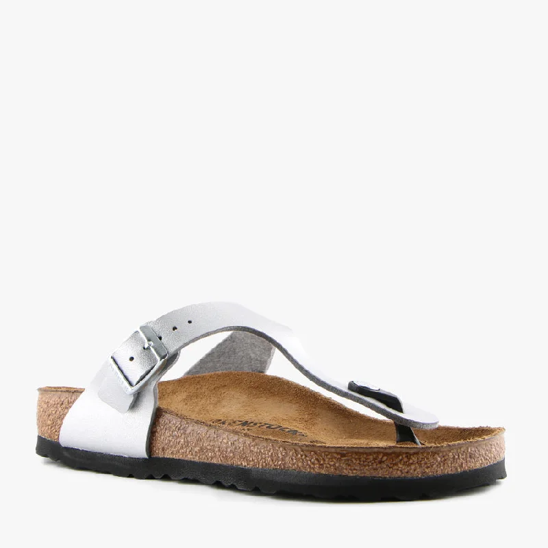 Stylish and comfortable women's shoes for long flightsGIZEH SILVER BIRKO-FLOR