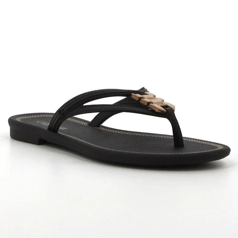 Luxurious and comfortable women's shoe options for special occasionsGrendha Thong Sandals with Gold Trim - Black