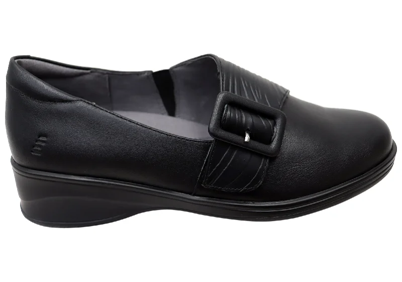 Elegant and sophisticated women's shoes for mature womenHomyped Scope Buckle Womens Comfortable Leather Shoes