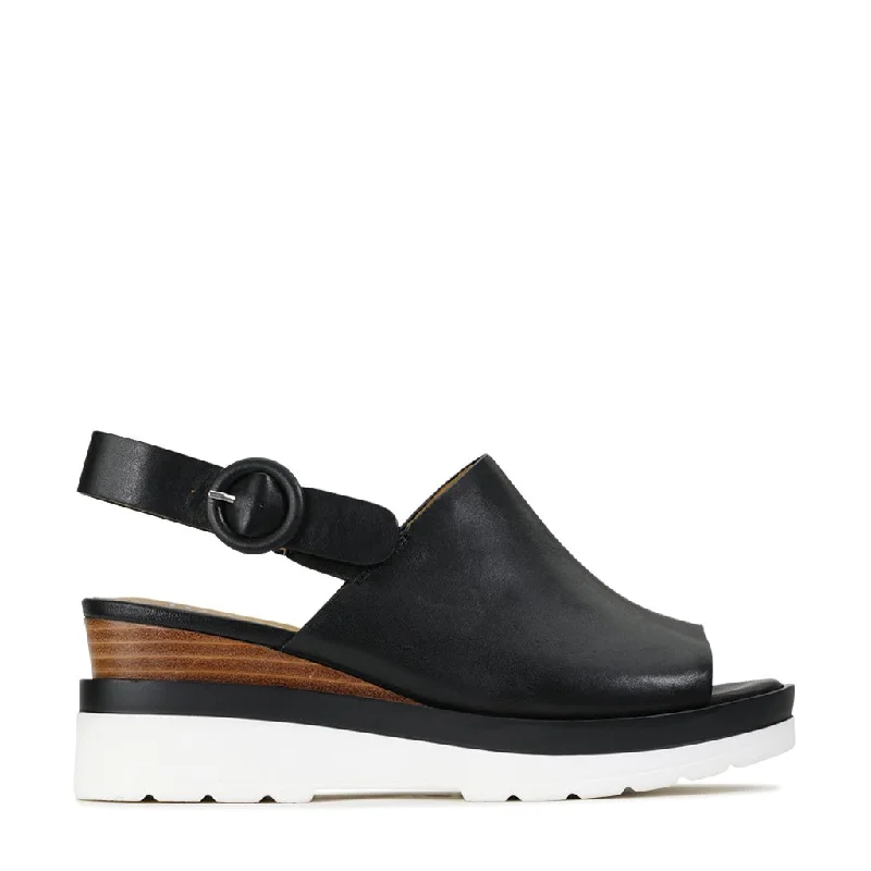 Flattering and stylish women's shoes for wide feetJARDON LEATHER WEDGE ARCHIVE SANDAL