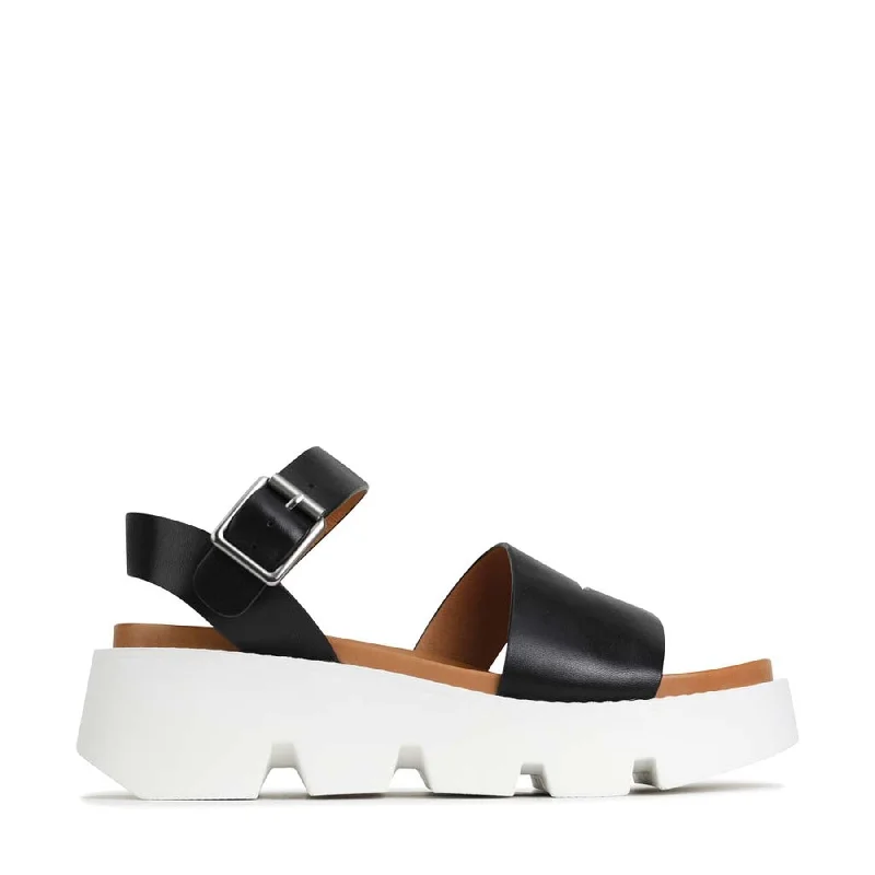 Elegant and sophisticated women's shoes for opera nightsKAILA ANKLE STRAP WEDGE SANDALS LEATHER