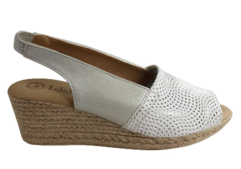 Comfy and stylish women's shoes for everyday casual wearLola Canales Womens Comfort Leather Wedge Sandals Made In Spain