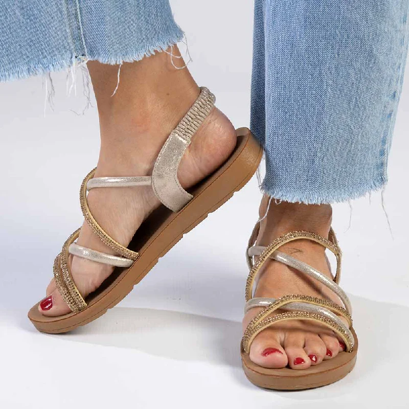 Timeless classic women's shoe designsMadison Bling Flat Sandal - Gold