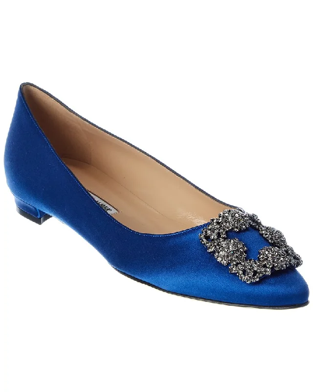 Chic and stylish women's shoes for fashion-conscious womenManolo Blahnik Hangisi Satin Flat