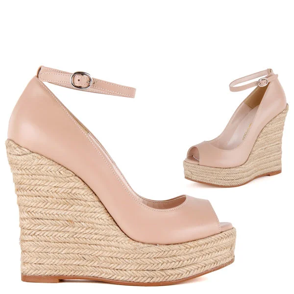 Chic and stylish women's shoes for garden partiesMARRISA - beige wedge