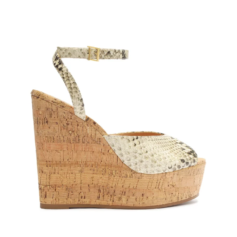Feminine and dainty women's shoe designsNeith Snake-Embossed Leather Sandal