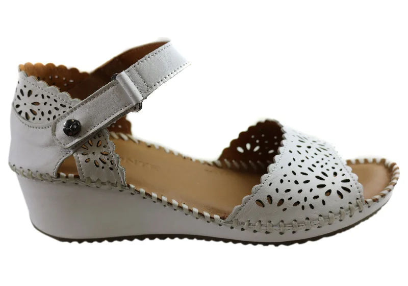 Flattering and stylish women's shoes for petite feetOrizonte Franni Womens European Comfortable Leather Wedge Sandals