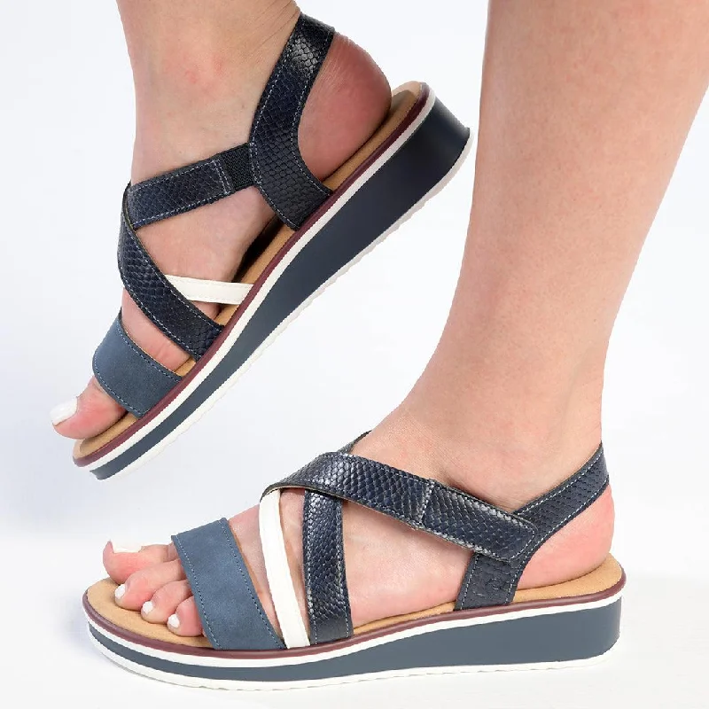Stylish and supportive women's shoes for high archesPierre Cardin Denna Blue Cross Over Sandal - Blue Stylish and supportive women's shoes for high archesPierre Cardin Denna Blue Cross Over Sandal - Blue
