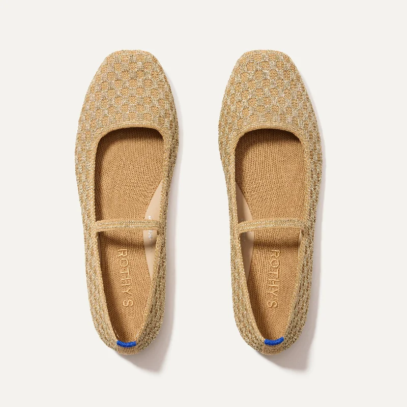 Elegantly crafted women's shoesThe Max Square Mary Jane - Golden Sun Basketweave