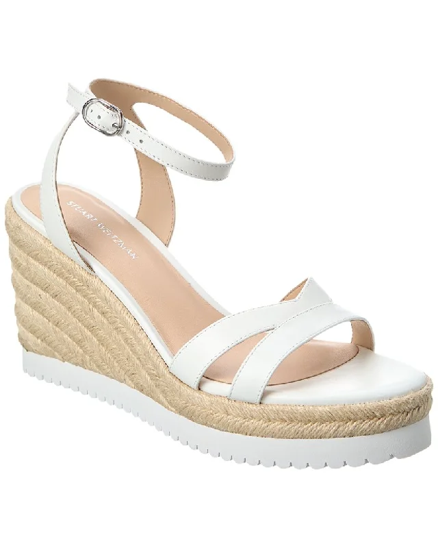 Flattering and stylish women's shoes for wide feetStuart Weitzman Catlina Leather Espadrille Wedge