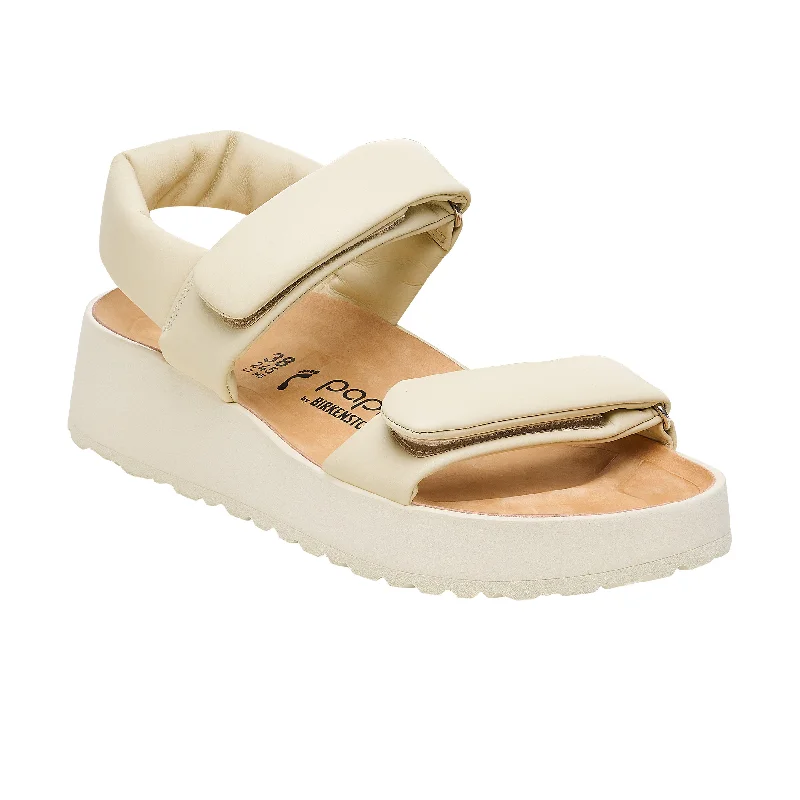 Chic and stylish women's shoes for garden partiesTheda Exquisite Platform Wedge Ecru Smooth Leather