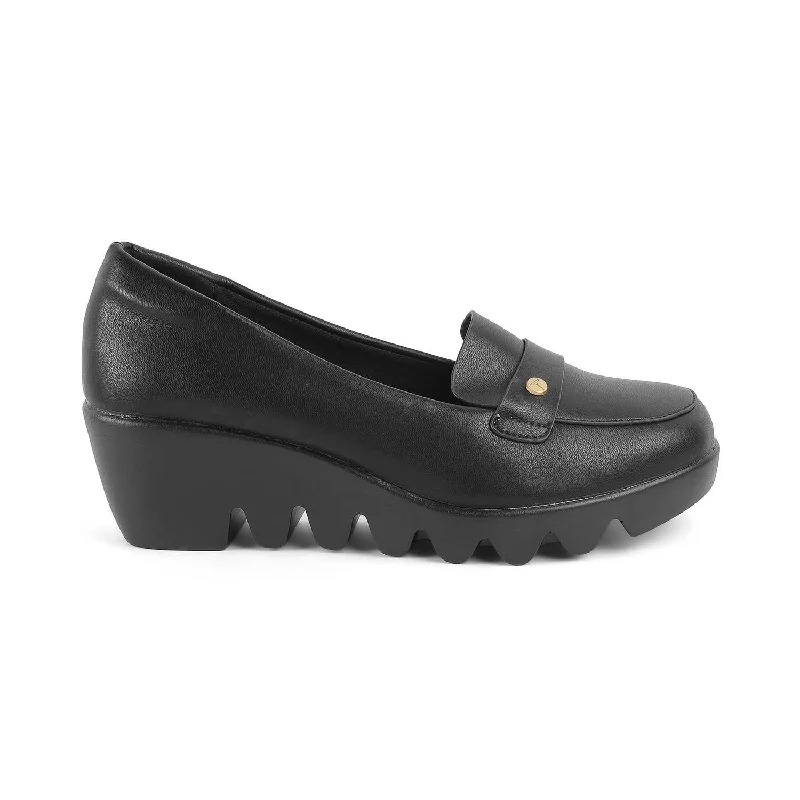 Bold and statement-making women's shoes for the bold and beautifulTresmode Towes Black Women's Dress Wedge Loafers Bold and statement-making women's shoes for the bold and beautifulTresmode Towes Black Women's Dress Wedge Loafers