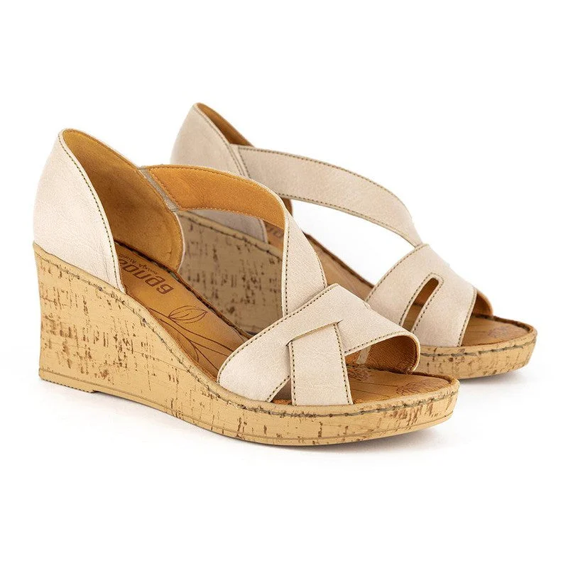 Comfortable and supportive women's shoes for all-day wearTsonga Phunyuka Leather Wedge Sandals - Gravel White Comfortable and supportive women's shoes for all-day wearTsonga Phunyuka Leather Wedge Sandals - Gravel White