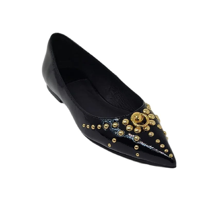 Chic and versatile women's footwearWomen's Appealing Flat Shoes In Black Crinkle Patent/gold Chic and versatile women's footwearWomen's Appealing Flat Shoes In Black Crinkle Patent/gold