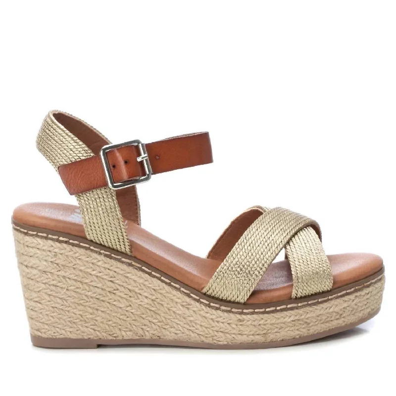 Elegant and sophisticated women's shoe stylesWomen's Jute Wedge Sandals In Gold