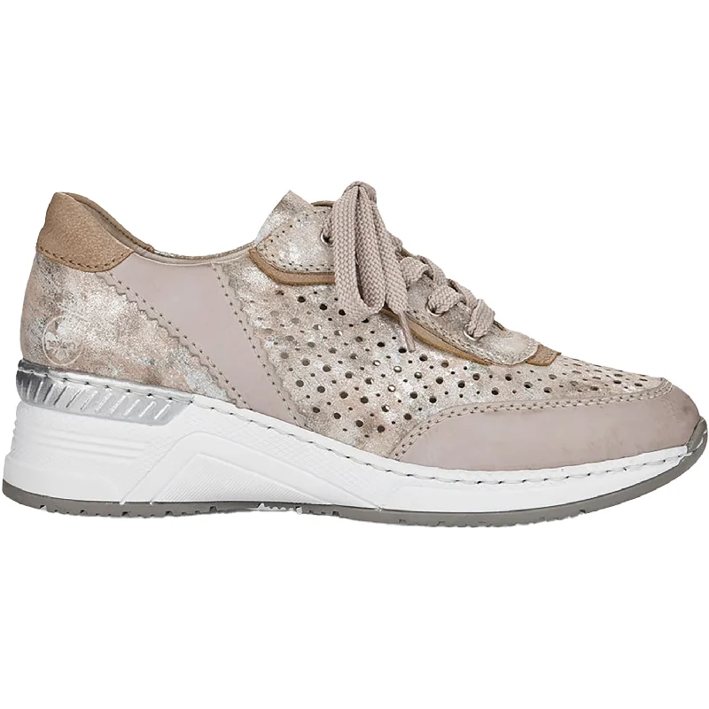 Bold and unique women's shoes for fashion-forward individualsWomen's Rieker N4341-60 Kitty 41 Ice/Rose Metallic/Muschel